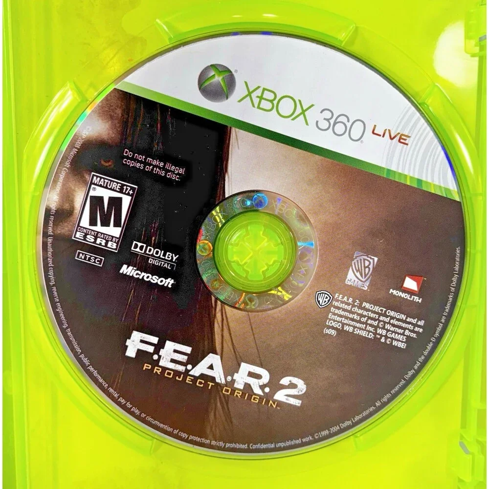 F.E.A.R. 2 Project Origin Xbox 360 WB Games 2009 Complete with Manual Tested